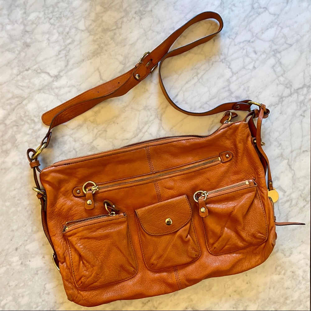Rabeanco Genuine leather Handbag Orange (Crossbody bag)